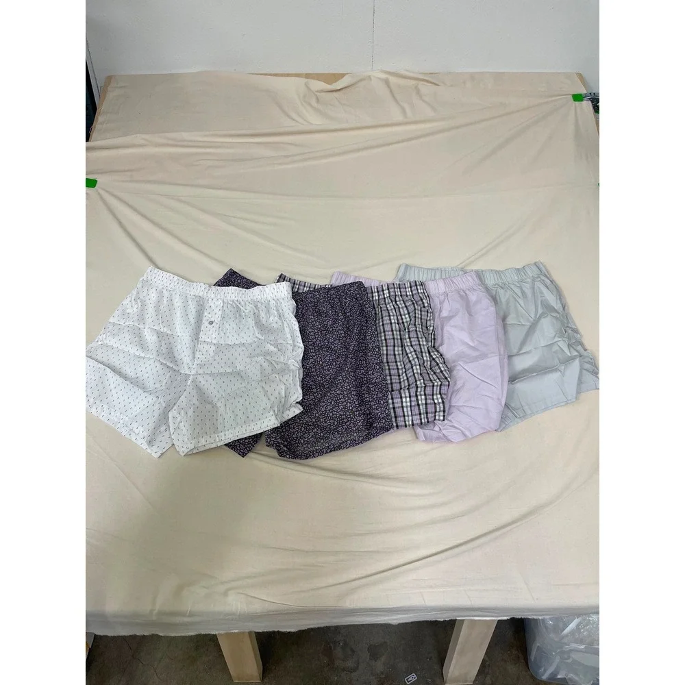 Amazon Essentials Mens White Purple Diamond Print Cotton Lounge Sleep Shorts M